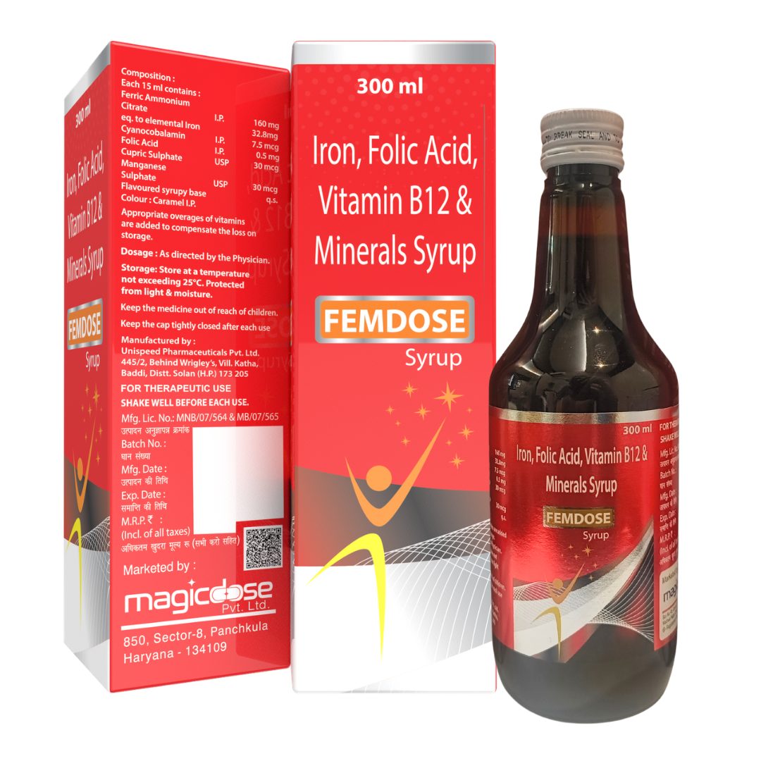 FEMDOSE Syrup | Iron, Folic Acid, Vitamin B12 & Minerals