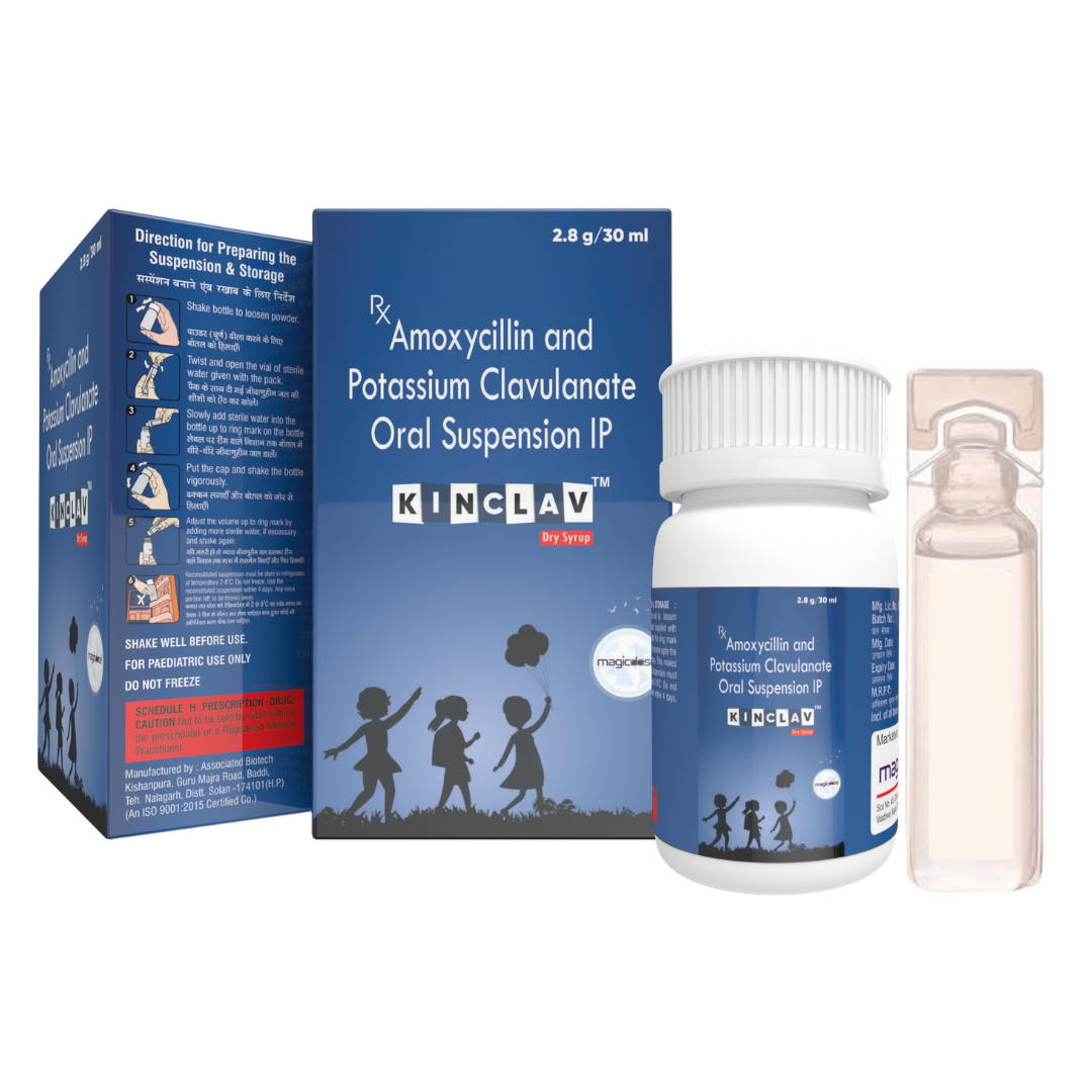 KINCLAV Dry Syrup | Amoxicillin 200 mg + Clavulanate 28.5 mg