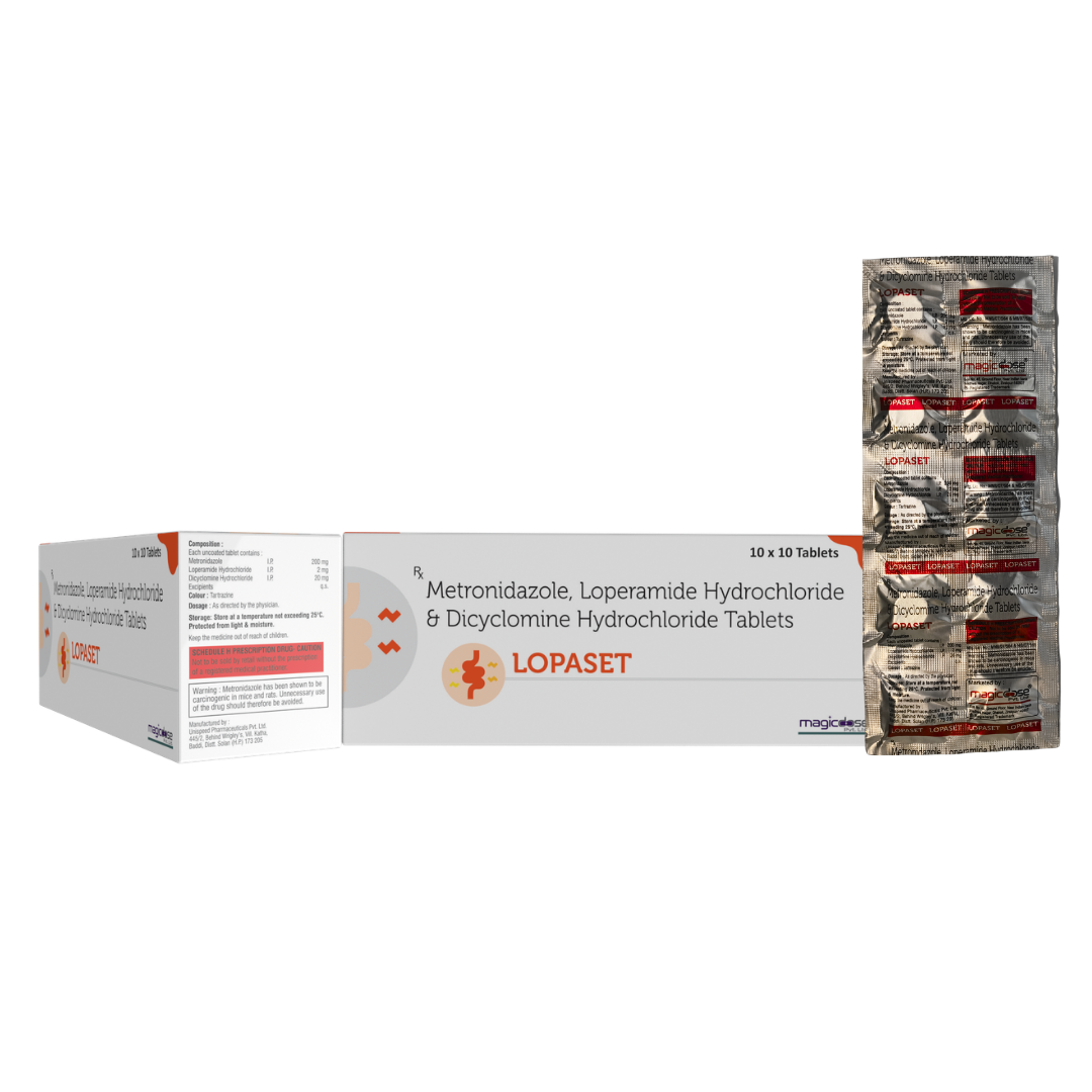 LOPASET TAB | Metronidazole, Loperamide & Dicyclomine