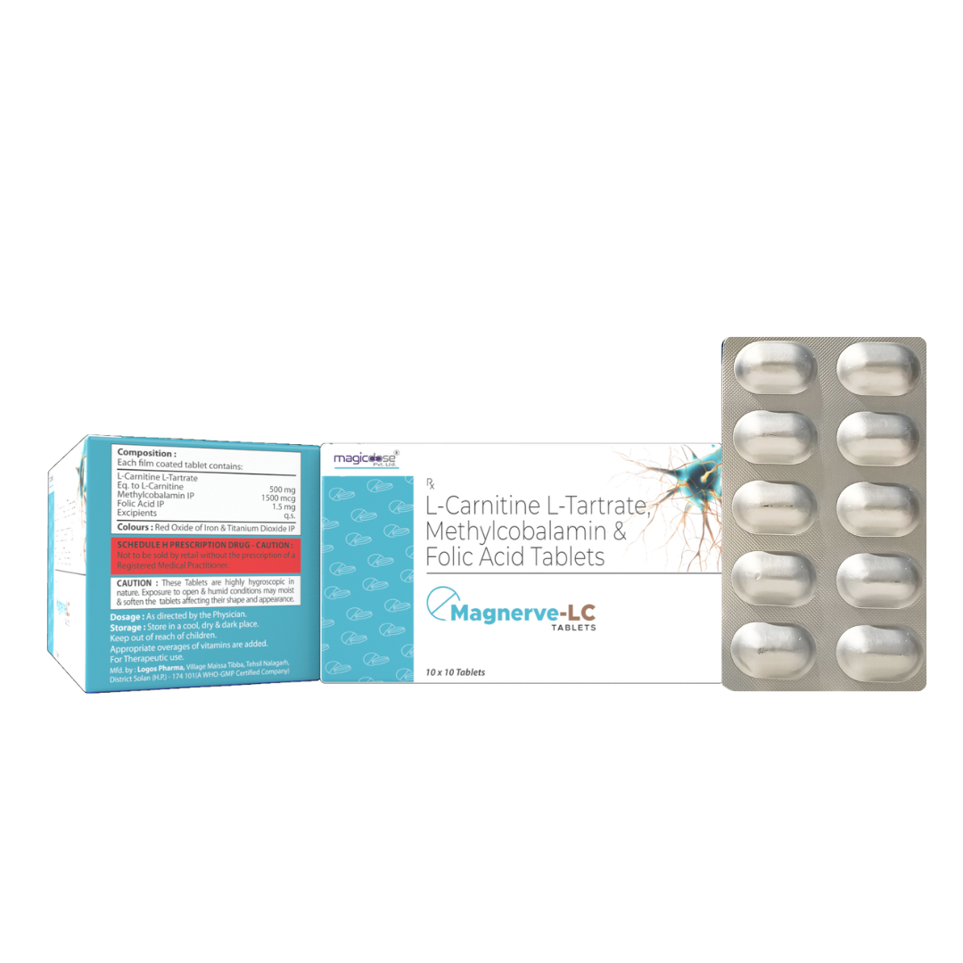 MAGNERVE-LC TAB | L-Carnitine, Methylcobalamin & Folic Acid