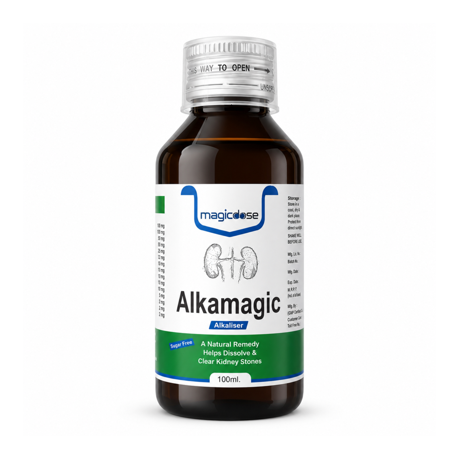 Alkamagic Alkaliser 100 ml sugar free kidney stone support